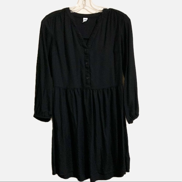 Old Navy Dresses & Skirts - Old Navy Black Long Sleeve Henley Button down Dress. Size XS